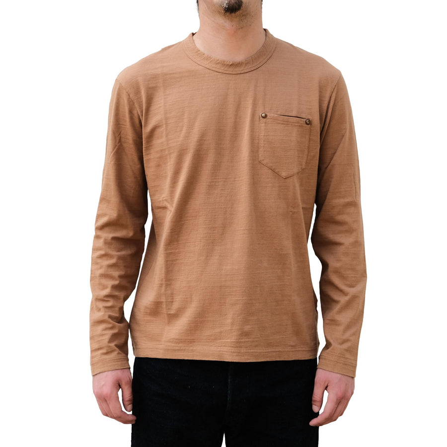 OD+PBJ Natural Kakishibu Dyed L/S Slub Pocket Tee