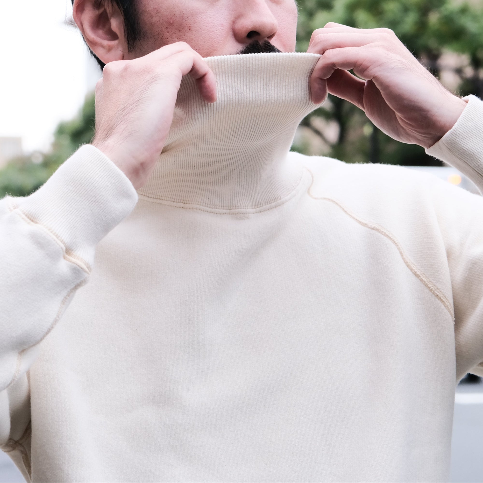 Loop & Weft Super Fluffy Knit Turtleneck Sweatshirt (Ivory)