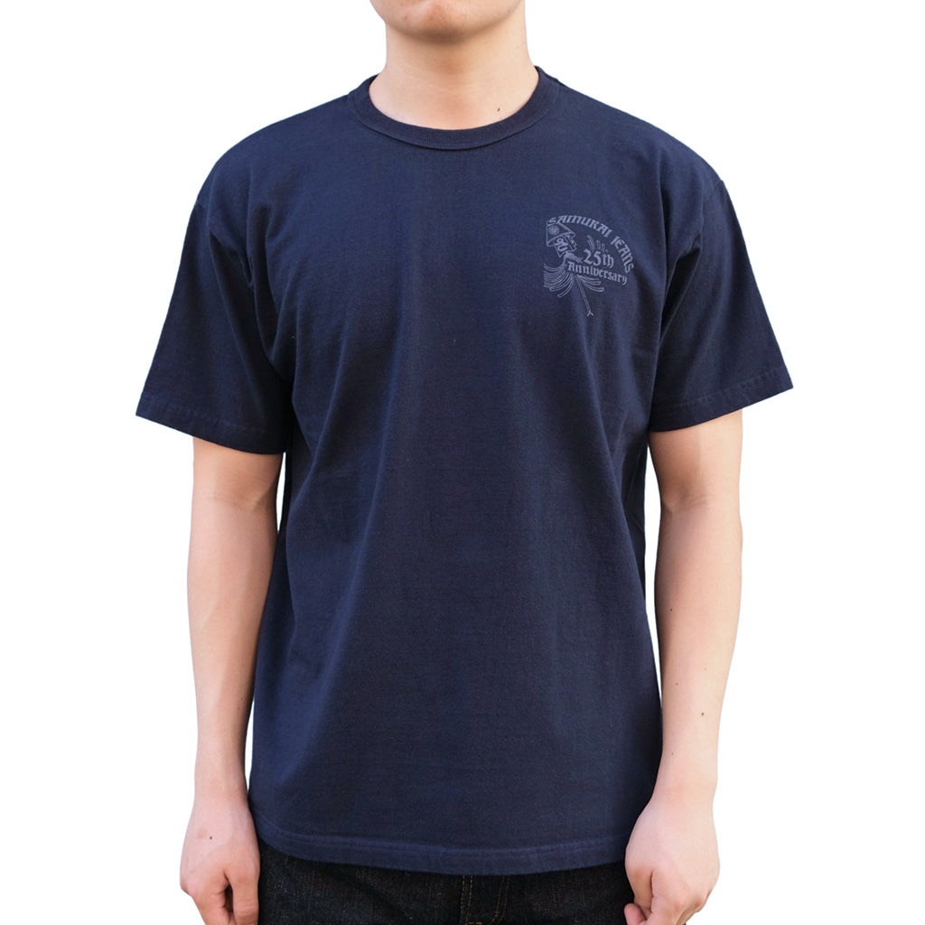 Samurai Jeans SJST25th-03 25th Anniversary Heavyweight Logo Print Tee (Navy)