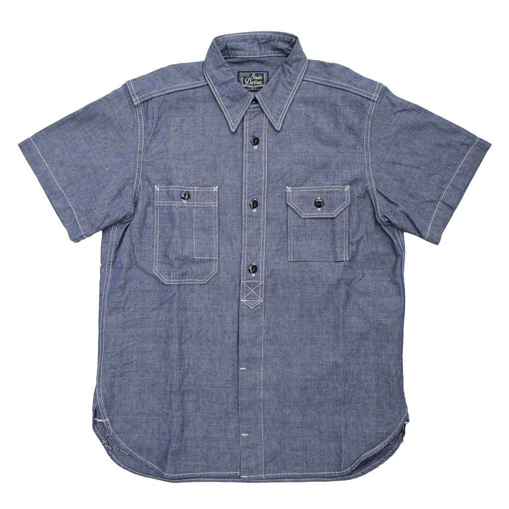 Studio D'Artisan Selvedge Chambray S/S Work Shirt Okayama Denim