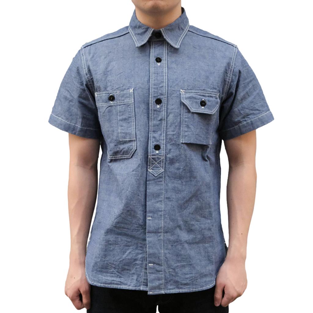 chambray dress shirt Studio D'Artisan Selvedge Chambray S/S Work Shirt 46