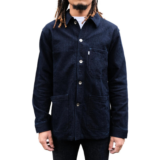 Omoto Denim 12oz. Indigo Cube Sashiko Chore Jacket