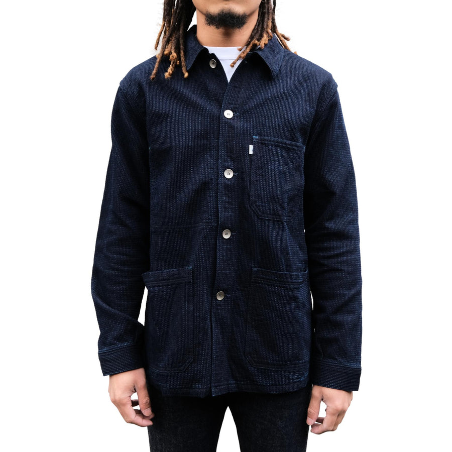Omoto Denim 12oz. Indigo Cube Sashiko Chore Jacket