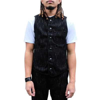 Studio D'Artisan Black Kasuri Dyed Beach Cloth Vest