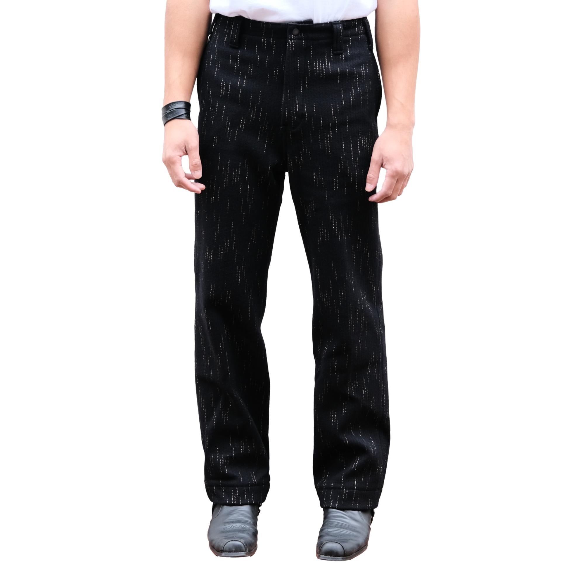 Studio D'Artisan Black Kasuri Dyed Beach Cloth Pants (Wide Straight)
