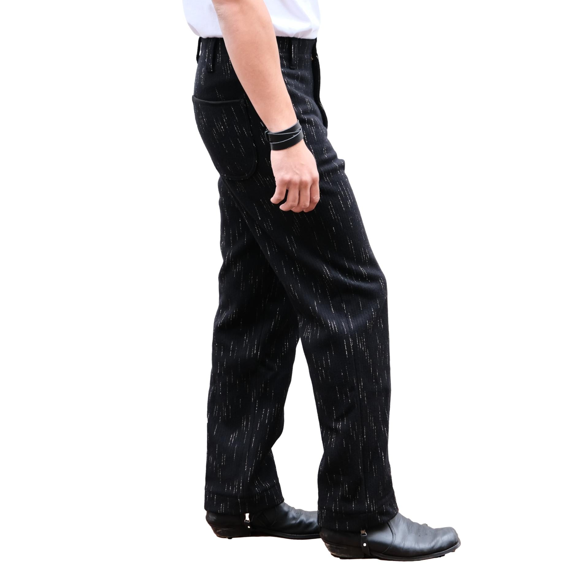 Studio D'Artisan Black Kasuri Dyed Beach Cloth Pants (Wide Straight)