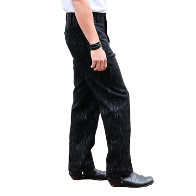 Studio D'Artisan Black Kasuri Dyed Beach Cloth Pants (Wide Straight)