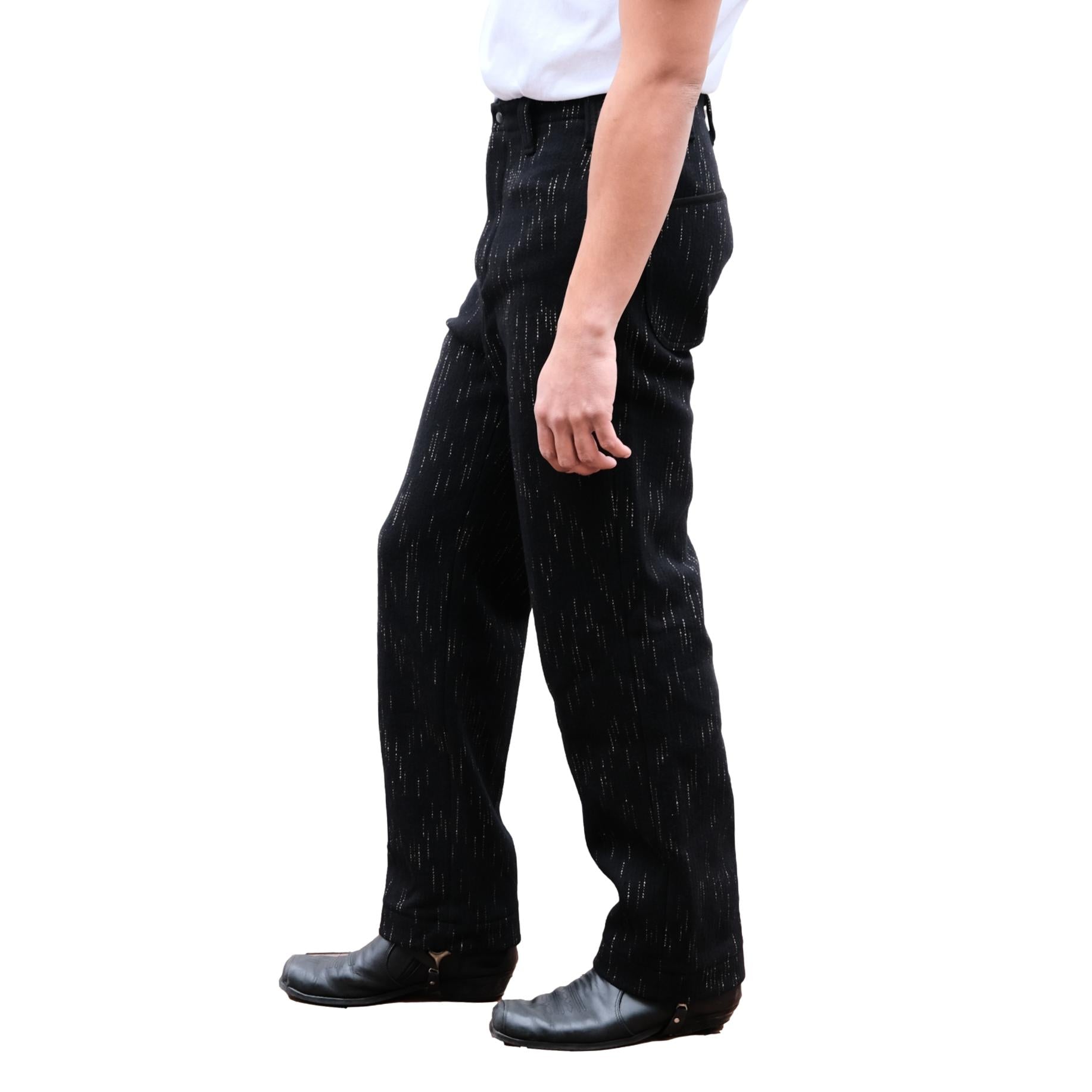 Studio D'Artisan Black Kasuri Dyed Beach Cloth Pants (Wide Straight)