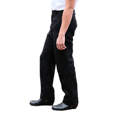 Studio D'Artisan Black Kasuri Dyed Beach Cloth Pants (Wide Straight)