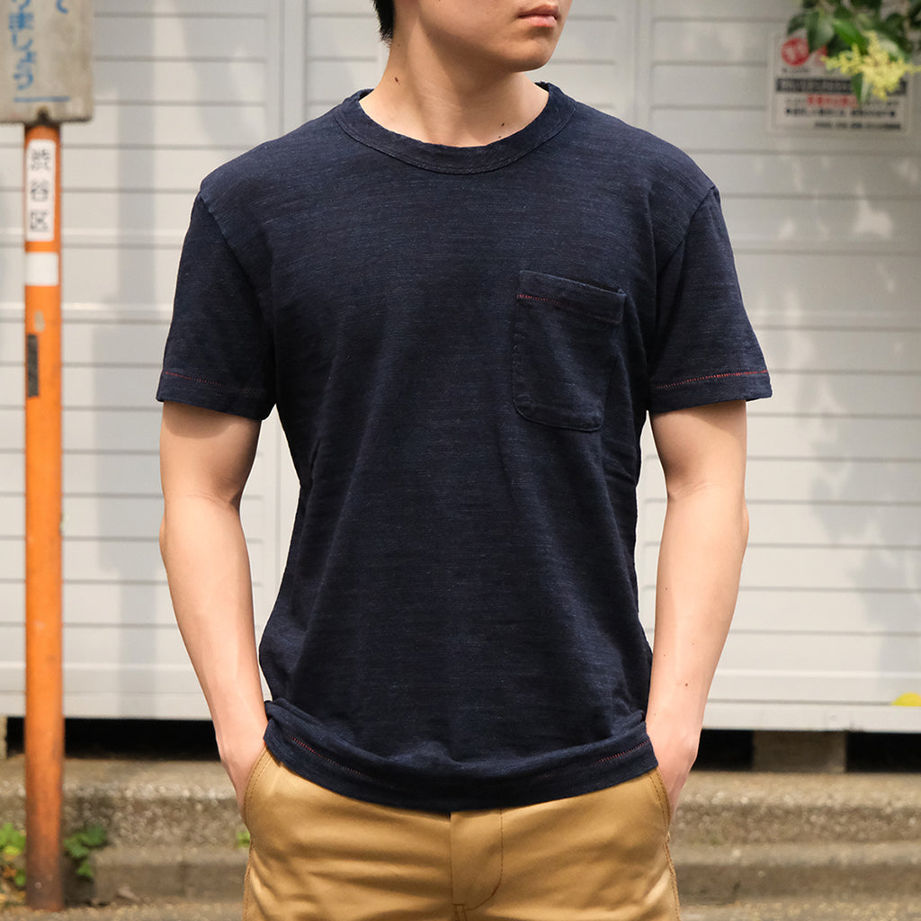 Pure Blue Japan Indigo Slub Pocket Tee - Okayama Denim