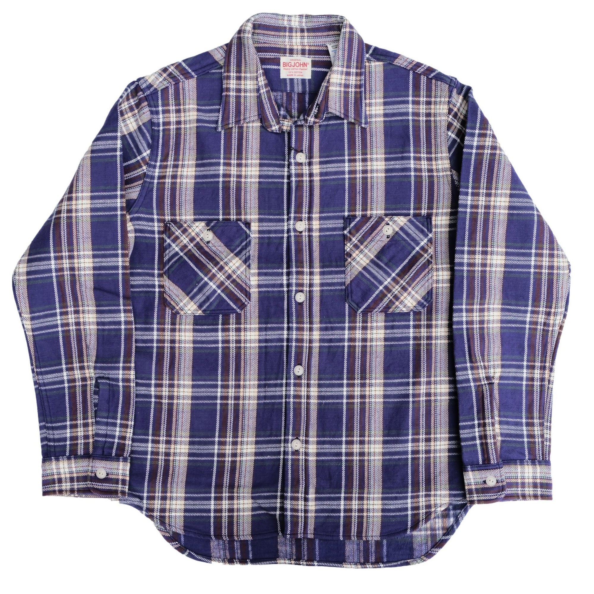 Big John Heavyweight Purple Check Flannel Work Shirt