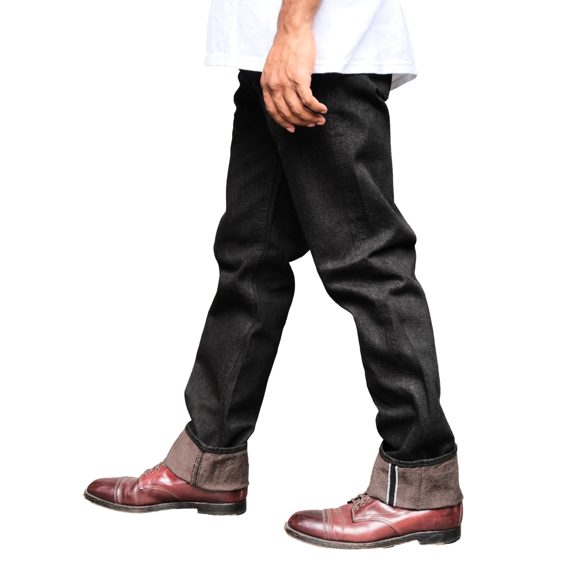 Pure Blue Japan TCD-003-BR Black x Brown "Teacore" Dyed Selvedge Jeans (Regular Straight)