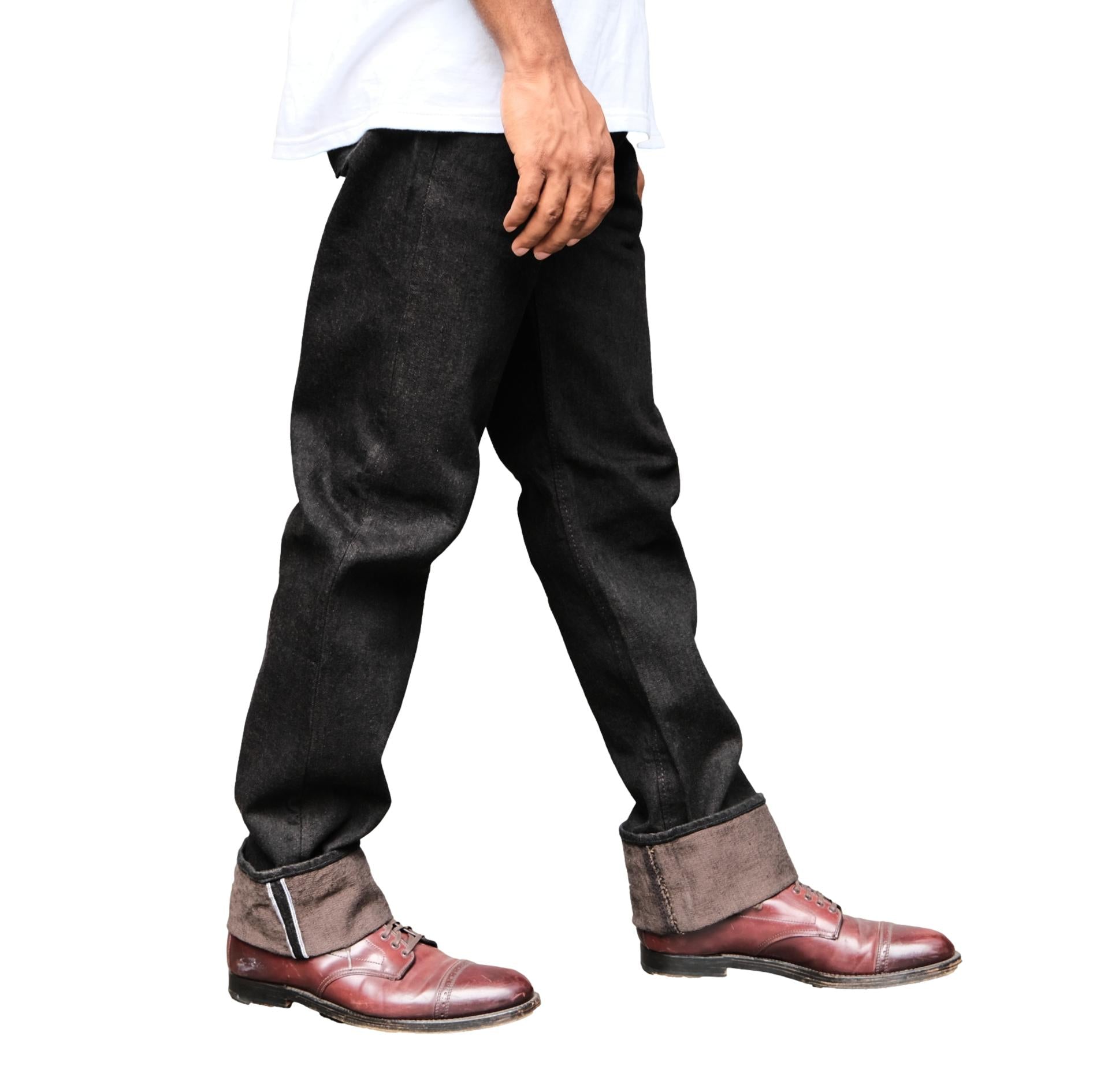 Pure Blue Japan TCD-003-BR Black x Brown "Teacore" Dyed Selvedge Jeans (Regular Straight)