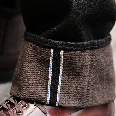 Pure Blue Japan TCD-003-BR Black x Brown "Teacore" Dyed Selvedge Jeans (Regular Straight)