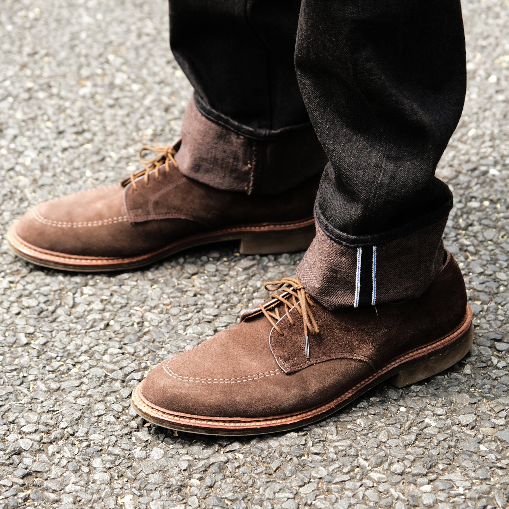 Pure Blue Japan TCD-005-BR Black x Brown "Teacore" Dyed Selvedge Jeans (Slim Straight)