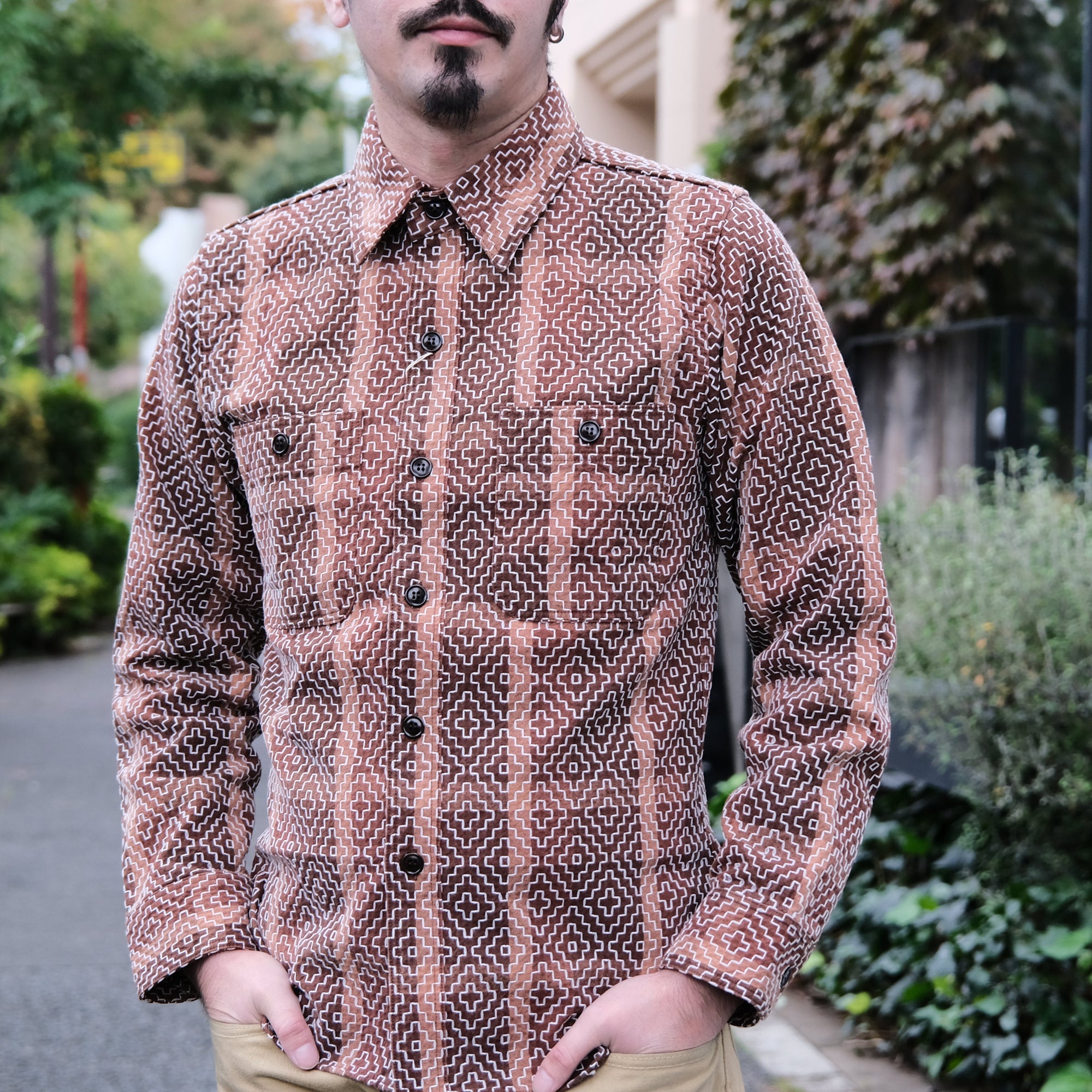 Studio D'Artisan "Kakishibu Noragi Sashiko" Work Shirt