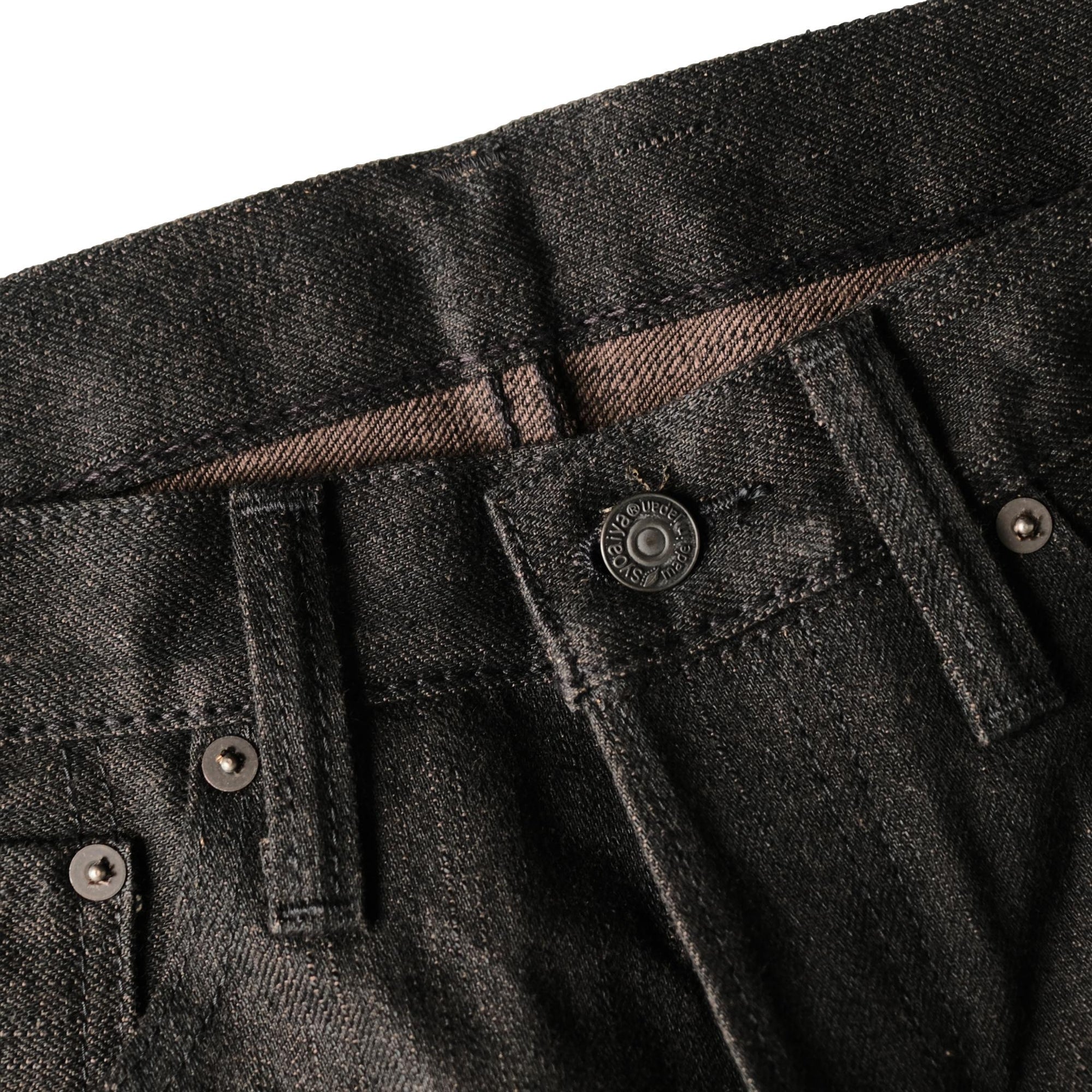 Pure Blue Japan TCD-003-BR Black x Brown "Teacore" Dyed Selvedge Jeans (Regular Straight)