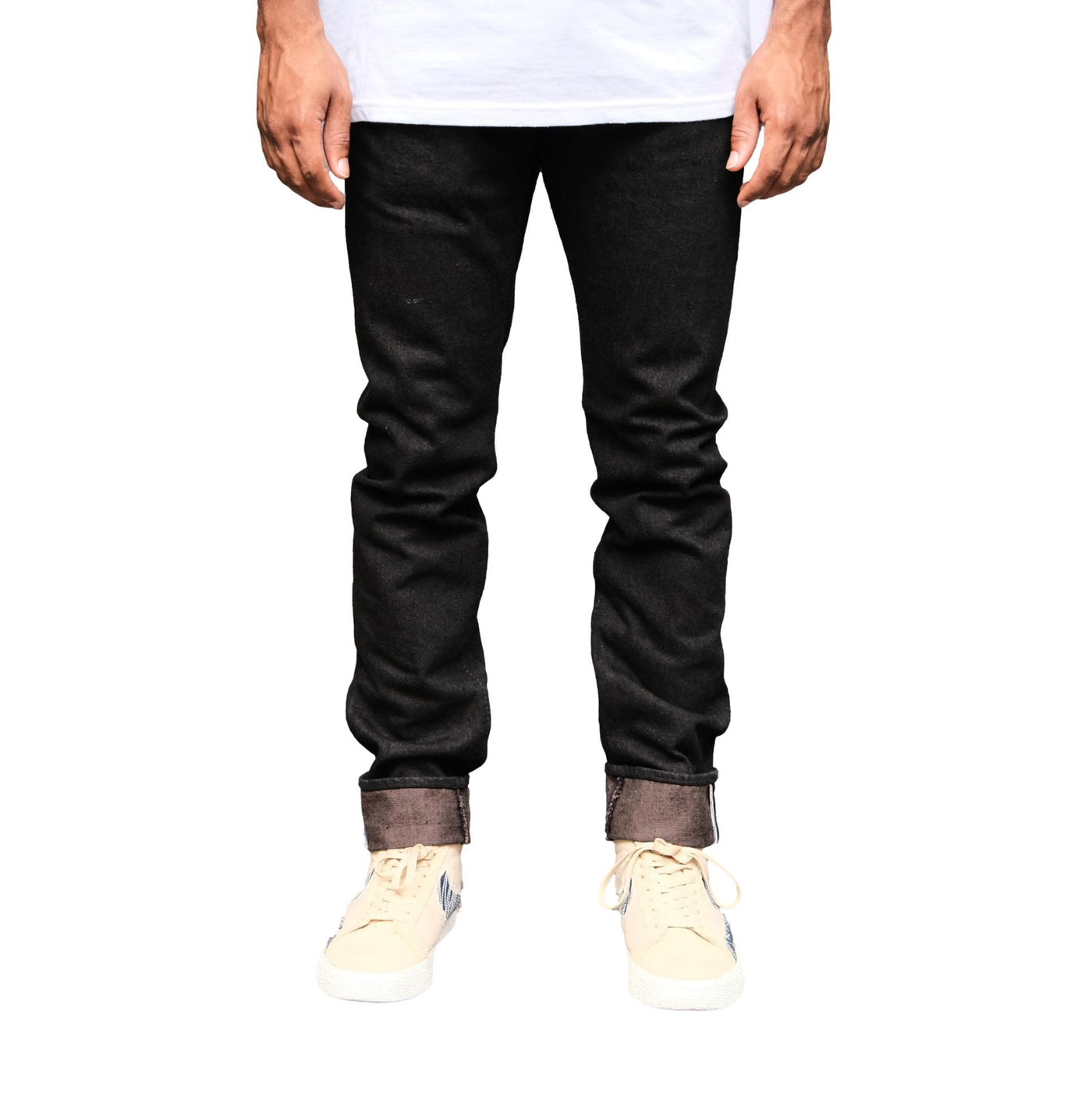 Pure Blue Japan TCD-013-BR Black x Brown "Teacore" Dyed Selvedge Jeans (Slim Tapered)