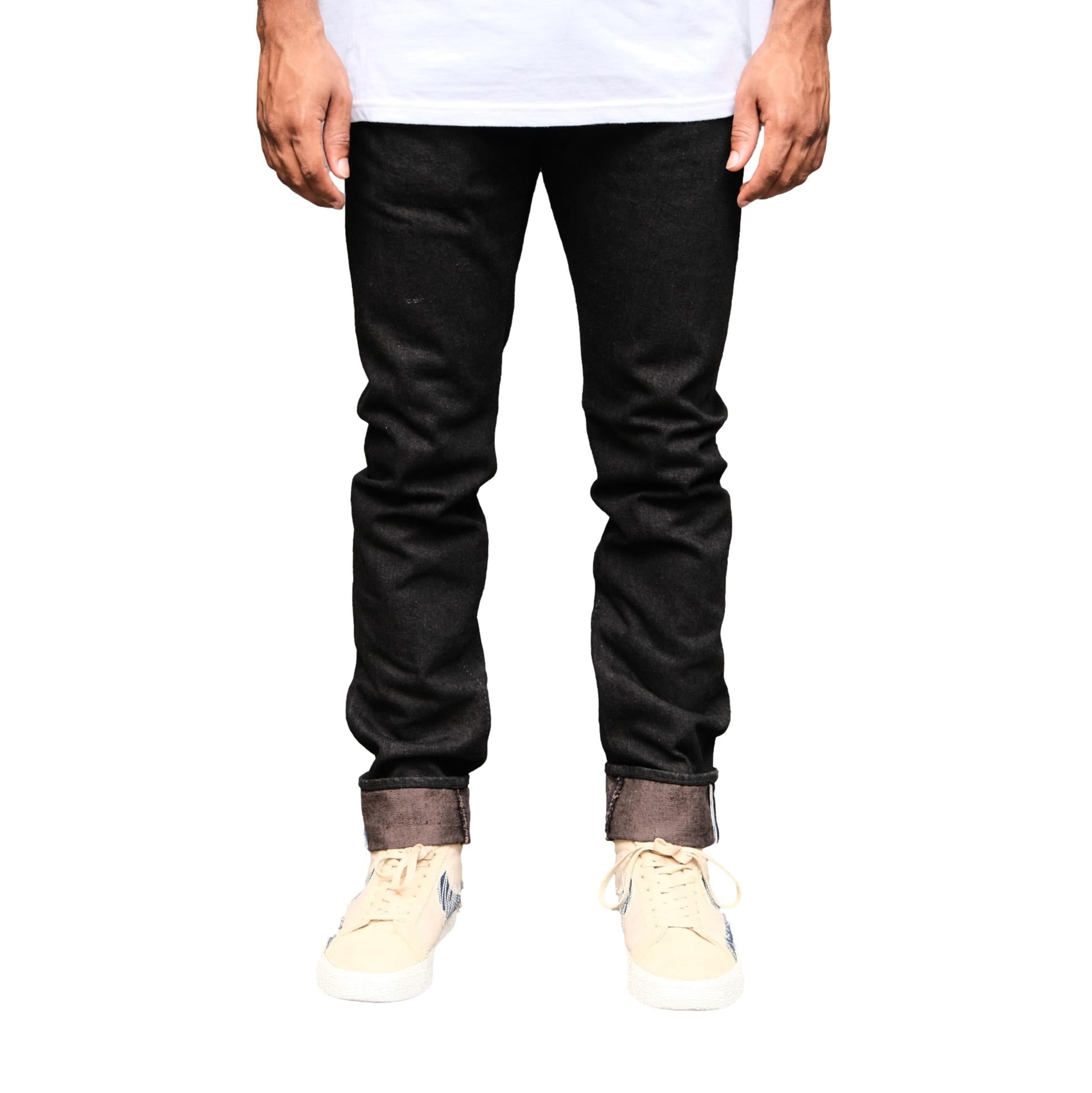 Pure Blue Japan TCD-013-BR Black x Brown "Teacore" Dyed Selvedge Jeans (Slim Tapered)