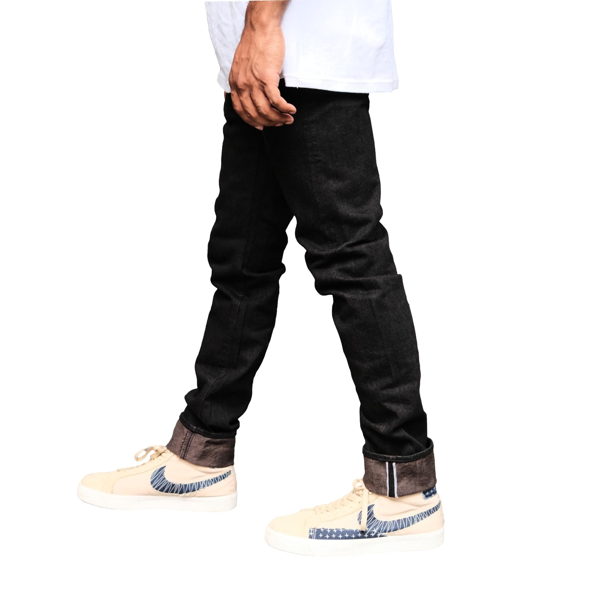 Pure Blue Japan TCD-013-BR Black x Brown "Teacore" Dyed Selvedge Jeans (Slim Tapered)