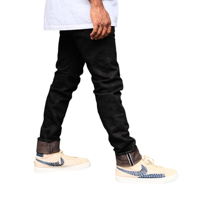 Pure Blue Japan TCD-013-BR Black x Brown "Teacore" Dyed Selvedge Jeans (Slim Tapered)