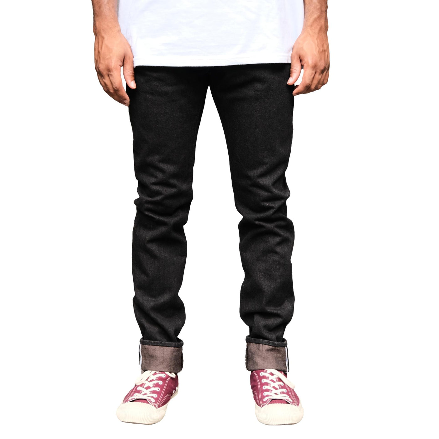Pure Blue Japan TCD-019-BR Black x Brown "Teacore" Dyed Selvedge Jeans (Relaxed Tapered)