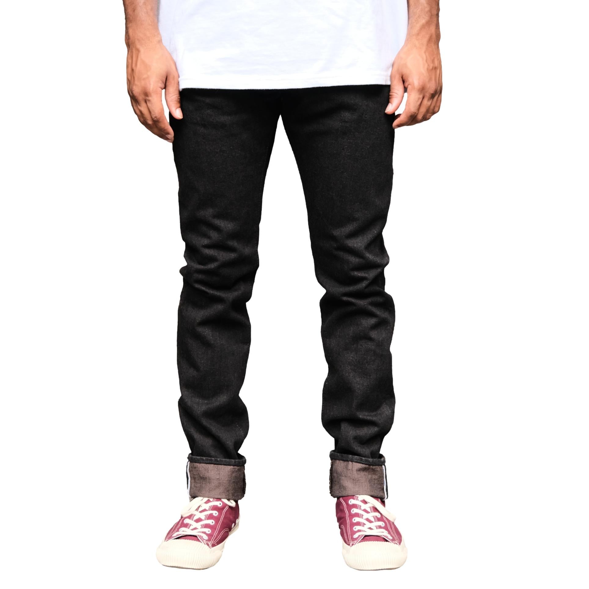 Pure Blue Japan TCD-019-BR Black x Brown "Teacore" Dyed Selvedge Jeans (Relaxed Tapered)