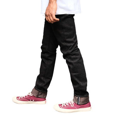 Pure Blue Japan TCD-019-BR Black x Brown "Teacore" Dyed Selvedge Jeans (Relaxed Tapered)