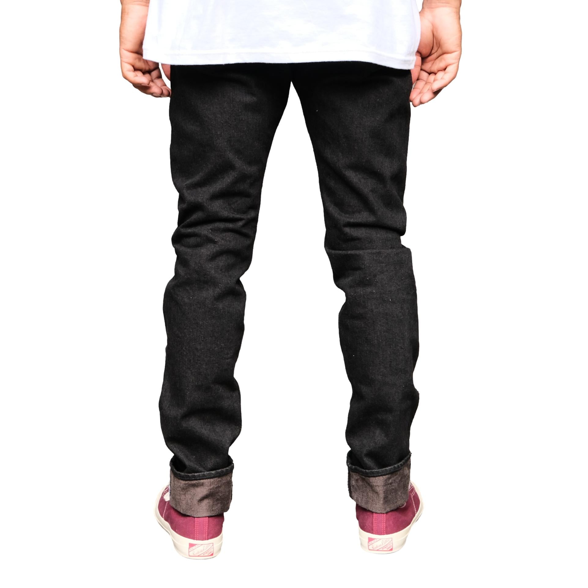 Pure Blue Japan TCD-019-BR Black x Brown "Teacore" Dyed Selvedge Jeans (Relaxed Tapered)