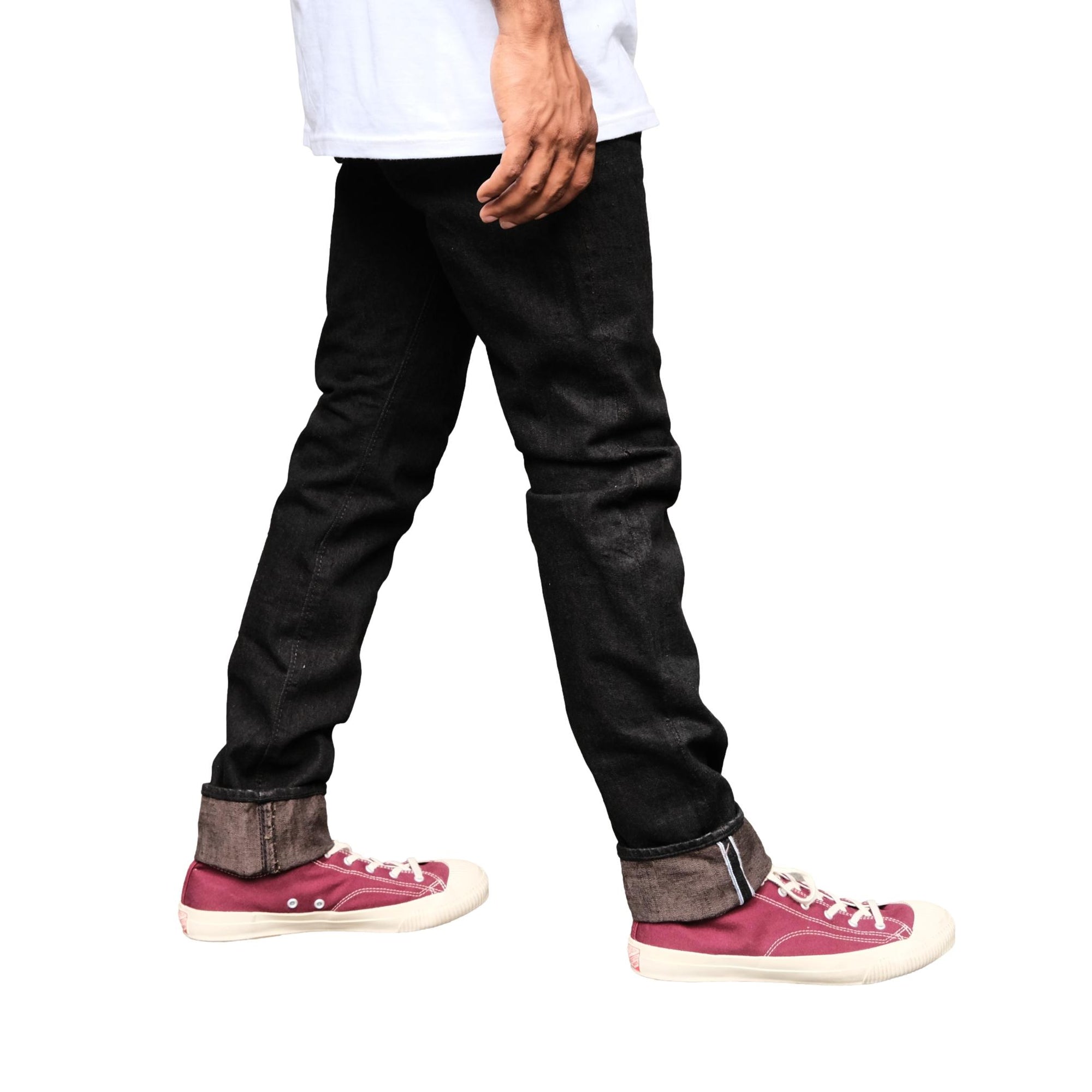 Pure Blue Japan TCD-019-BR Black x Brown "Teacore" Dyed Selvedge Jeans (Relaxed Tapered)