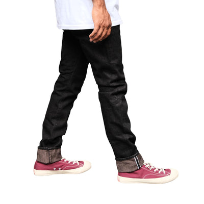 Pure Blue Japan TCD-019-BR Black x Brown "Teacore" Dyed Selvedge Jeans (Relaxed Tapered)