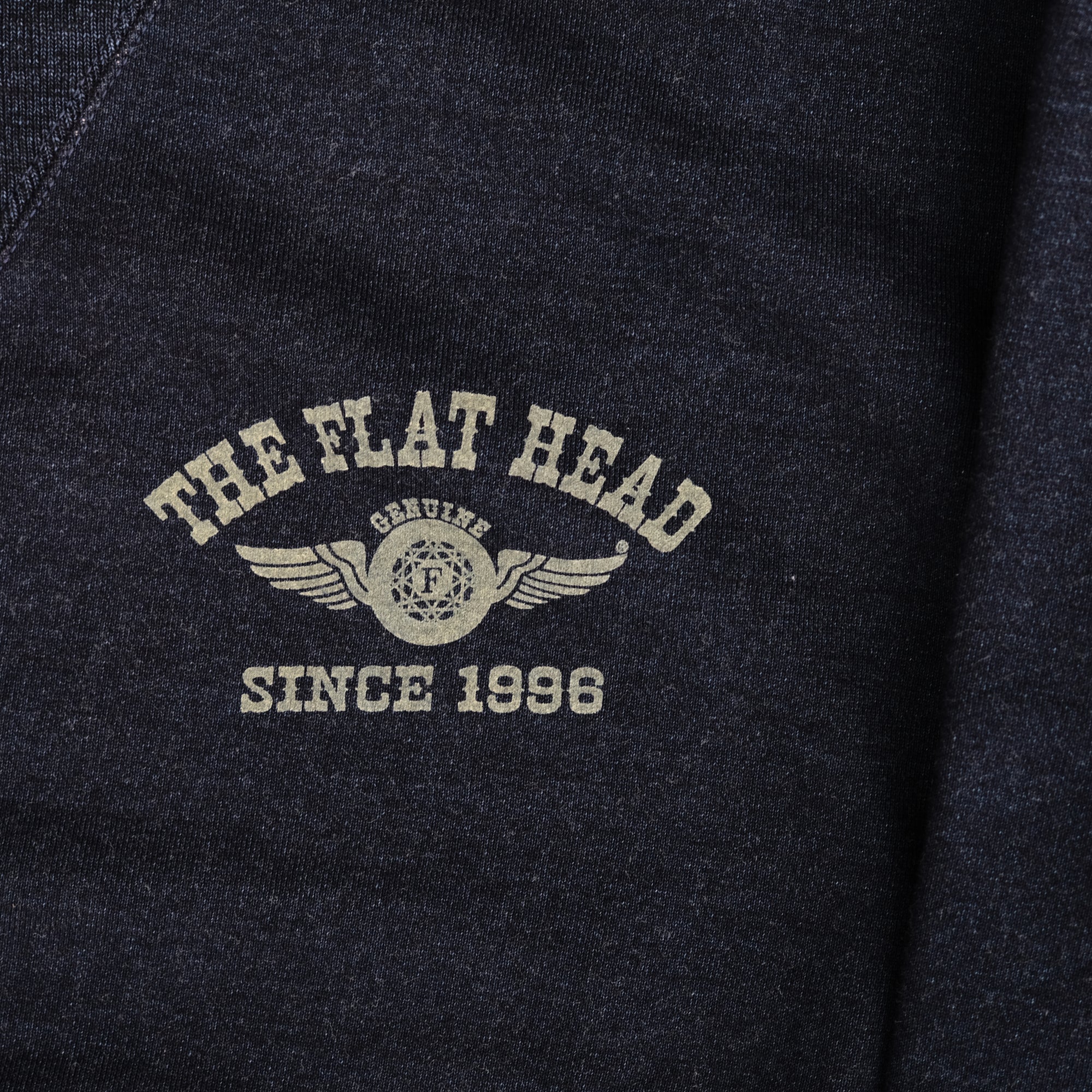 The Flat Head "Flying Wheel" Indigo Dyed Heavyweight Crewneck Sweatshirt