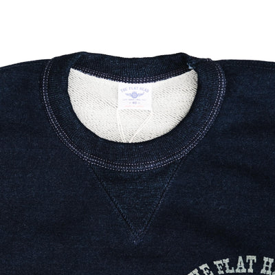 The Flat Head "Flying Wheel" Indigo Dyed Heavyweight Crewneck Sweatshirt