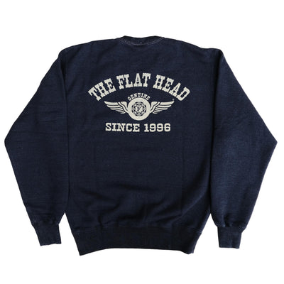 The Flat Head "Flying Wheel" Indigo Dyed Heavyweight Crewneck Sweatshirt