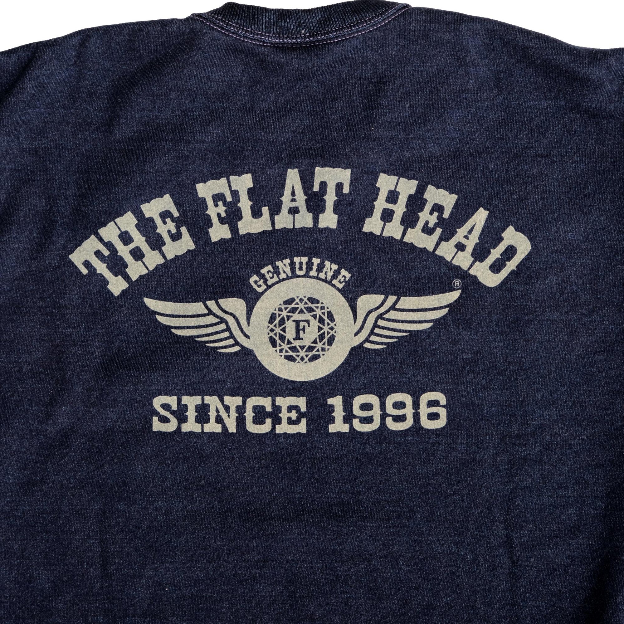 The Flat Head "Flying Wheel" Indigo Dyed Heavyweight Crewneck Sweatshirt