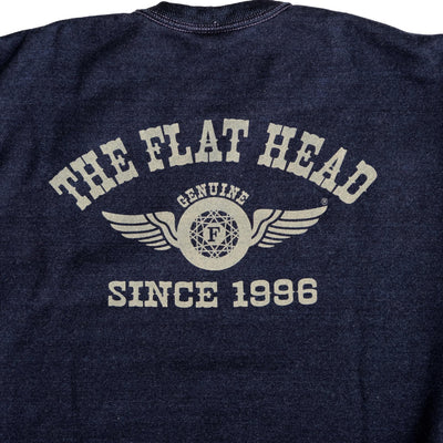 The Flat Head "Flying Wheel" Indigo Dyed Heavyweight Crewneck Sweatshirt