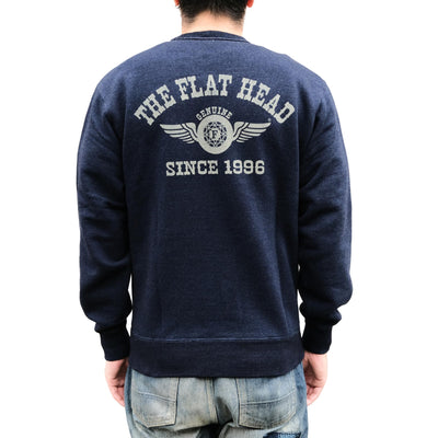 The Flat Head "Flying Wheel" Indigo Dyed Heavyweight Crewneck Sweatshirt