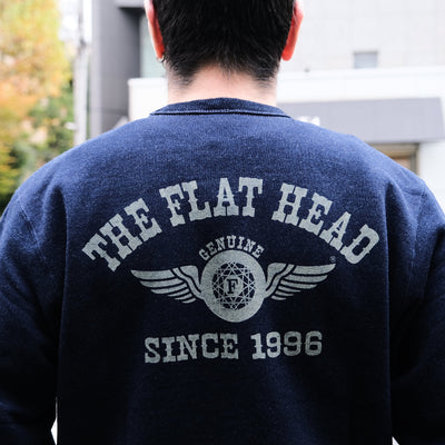 The Flat Head "Flying Wheel" Indigo Dyed Heavyweight Crewneck Sweatshirt
