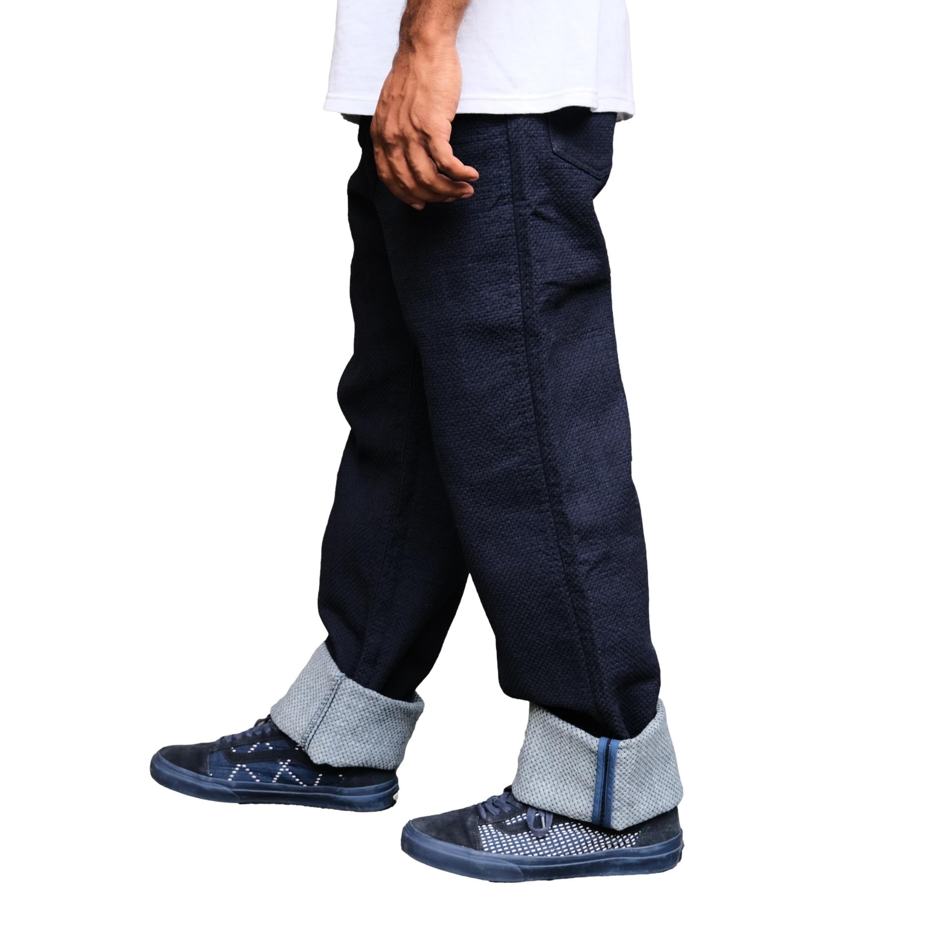 Omoto Denim 15oz. "Ori-Sashi" Sashiko Pants (Loose Straight)