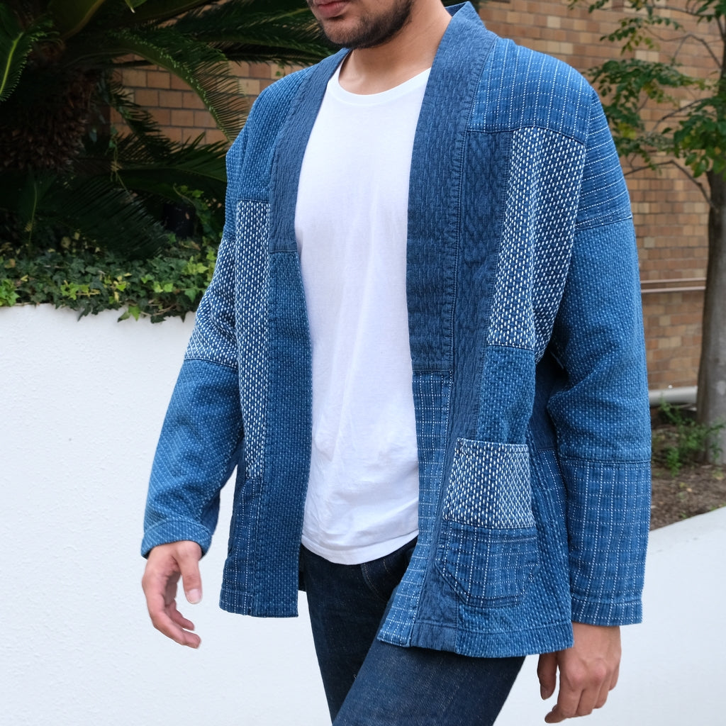 FDMTL F/W 2024 Distressed Boro Patchwork Haori - Okayama Denim