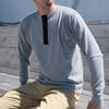 Loop & Weft Smooth Drop Needle Rib Knit L/S Henley (Gray)