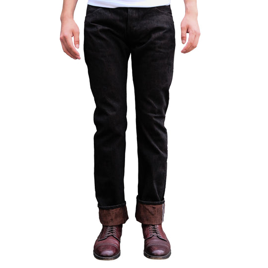 Pure Blue Japan PER-EX-005-BK Black x Kakishibu Selvedge Jeans (Slim Straight)