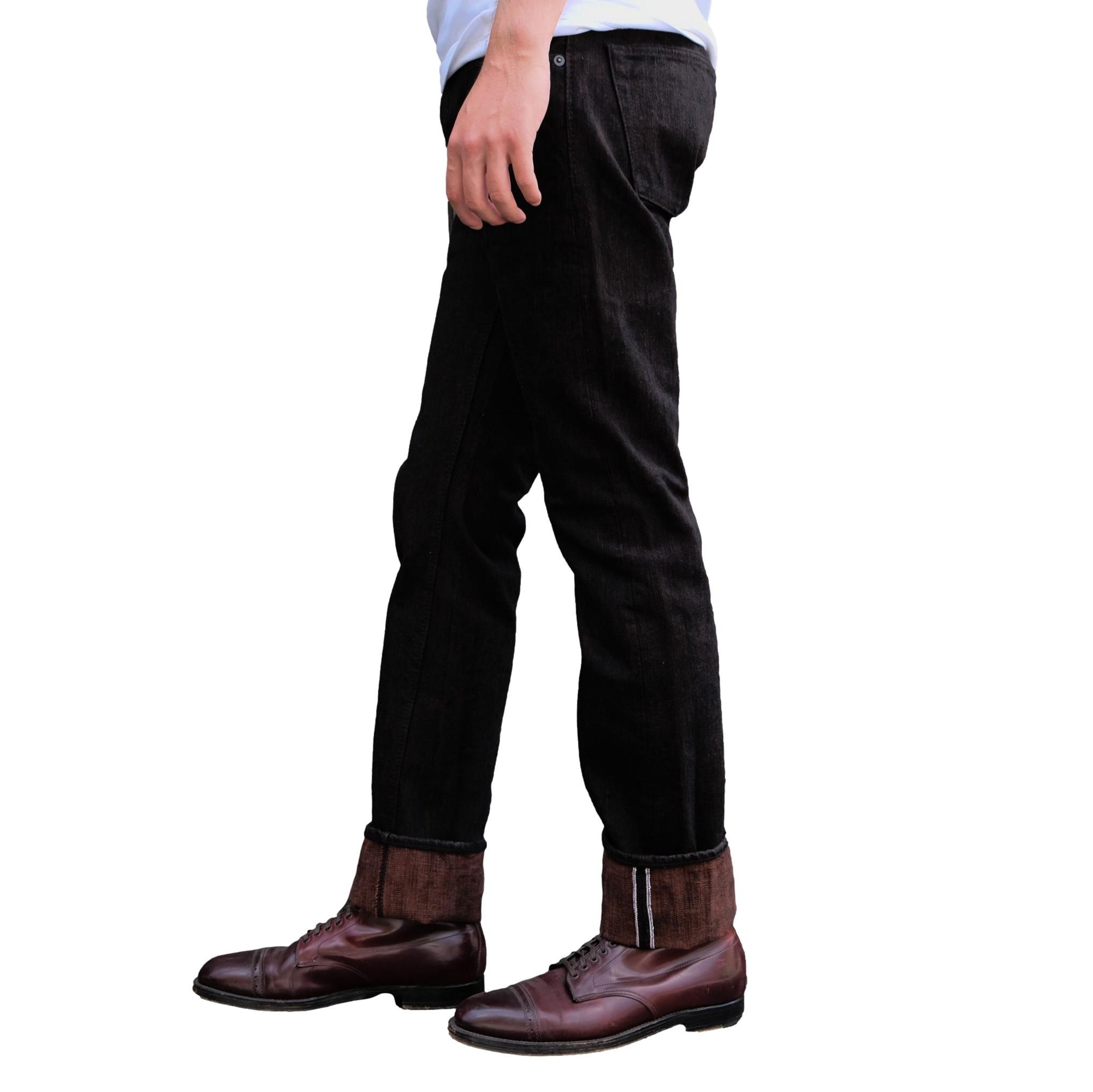 Pure Blue Japan PER-EX-005-BK Black x Kakishibu Selvedge Jeans (Slim Straight)