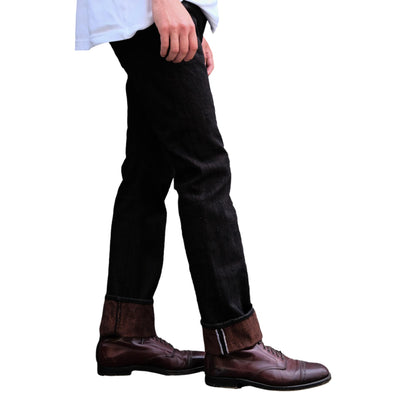 Pure Blue Japan PER-EX-005-BK Black x Kakishibu Selvedge Jeans (Slim Straight)