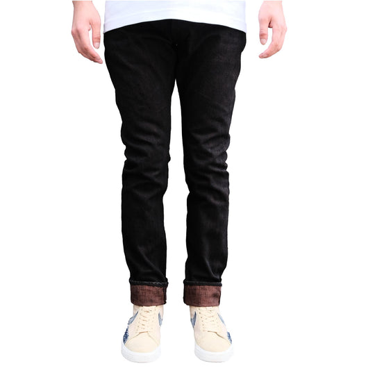 Pure Blue Japan PER-EX-019-BK Black x Kakishibu Selvedge Jeans (Relaxed Tapered)