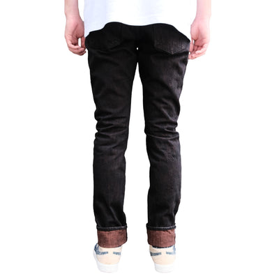 Pure Blue Japan PER-EX-019-BK Black x Kakishibu Selvedge Jeans (Relaxed Tapered)
