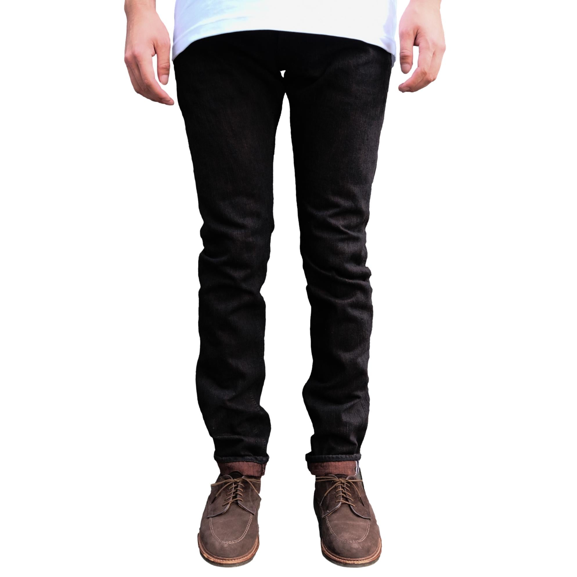 Pure Blue Japan PER-EX-013-BK Black x Kakishibu Selvedge Jeans (Slim Tapered)