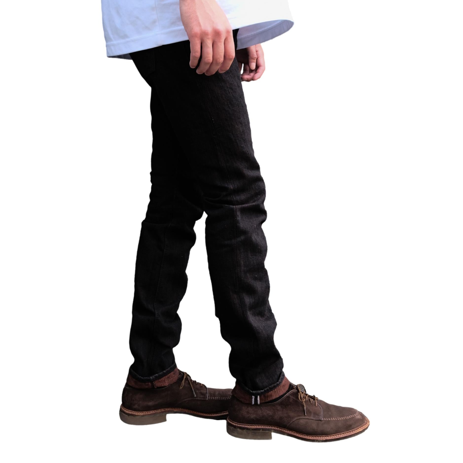 Pure Blue Japan PER-EX-013-BK Black x Kakishibu Selvedge Jeans (Slim Tapered)