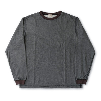 Loop & Weft Double Face Vintage Pinstripe Rib Knit L/S Tee (Black)