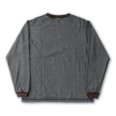 Loop & Weft Double Face Vintage Pinstripe Rib Knit L/S Tee (Black)